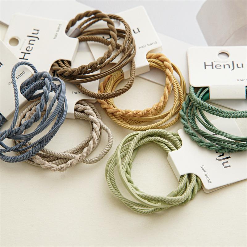 Summer New High-elasticity Durable Simple Braid Hair Elastic Hairband Hairpin Set Headwear