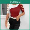 Casual Fashion Summer Spring Womens Colour Block Print Short Sleeve Oneck Blouses Shirts