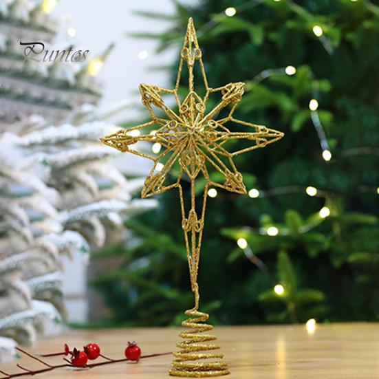 Étoile de sommet d'arbre de noël, couleur vive scintillante, antirouille, conception ajourée, ornement de sommet d'arbre de noël 3D