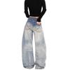 Winter Thickened Fleece Jeans Women's Retro Wide Leg Scimitar Jeans Women's