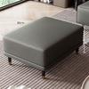 Faux Leather Ottoman Stool with Solid Wood Base, Modern Footrest for Living Room, Adjustable Padded Step Stool Shoe Bench