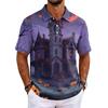 Men's Halloween Printed Short Sleeve Shirt for Holiday Party Costume