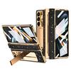Luxury 5 PC Fold Cover for Samsung for Galaxy Z Fold 5 Full Glass Material Electroplated Film Phone Stand Included Phone Case
