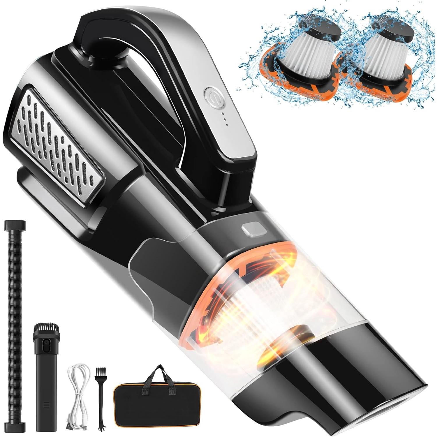 

Пылесос Ручной пылесос - 2-скоростной мини-пылесос, Пылесос для шерсти домашних животных, легкий и перезаряжаемый автомобильный пылесос Ручной пылесос Беспроводной чёрный