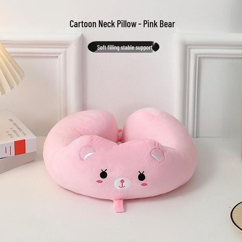 Cartoon Portable U-Shaped Neck Pillow - Foldable & Multifunctional for Travel