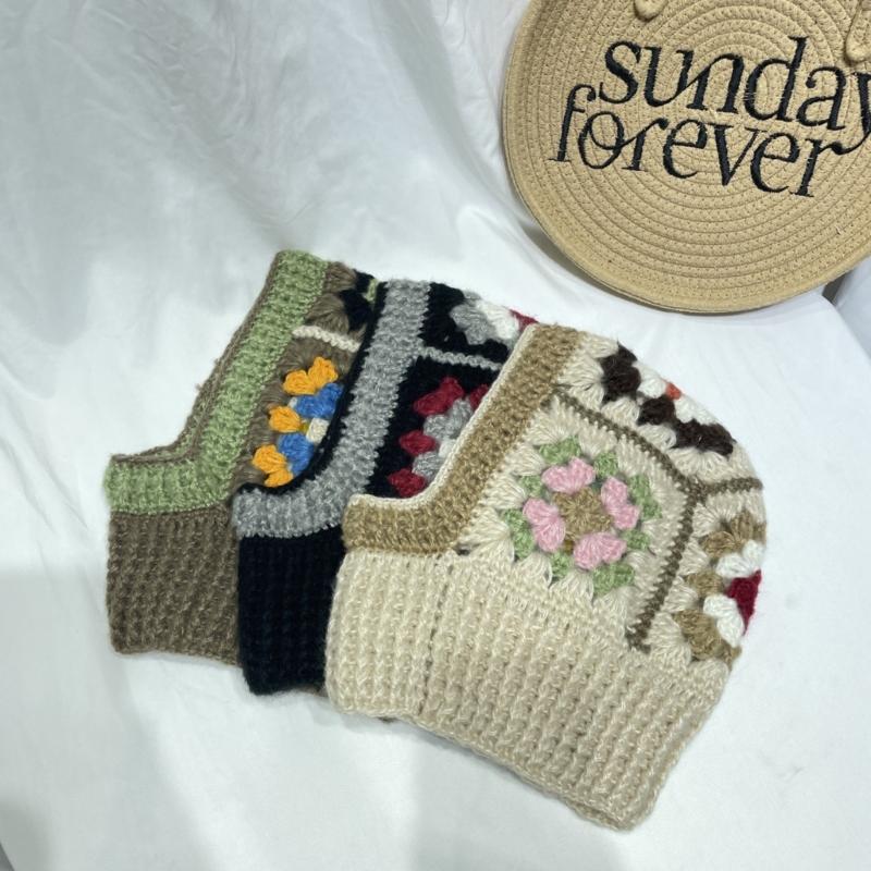 Dzianinowa kominiarka z wzorem kwiatowym dla uczniów, dorosłych. Wiatroszczelna czapka zimowa, ochrona szyi. Dla nastolatków, utrzymująca ciepło. Czapka rowerowa