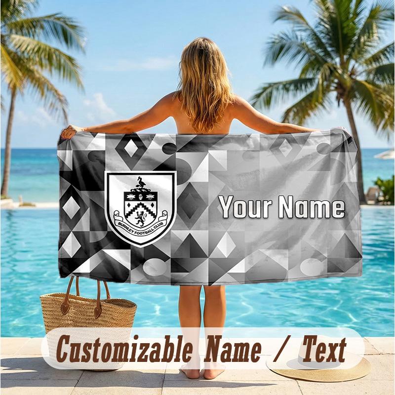 Custom Text Beach Towel, Soft Absorbent Swimming Multi-use TowelBurnley Football