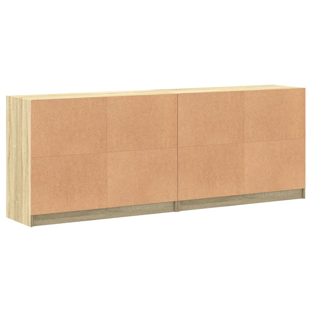Bookshelf with Doors Sonoma Oak Finish 204 X 37 X 75 Cm Engineered Wood