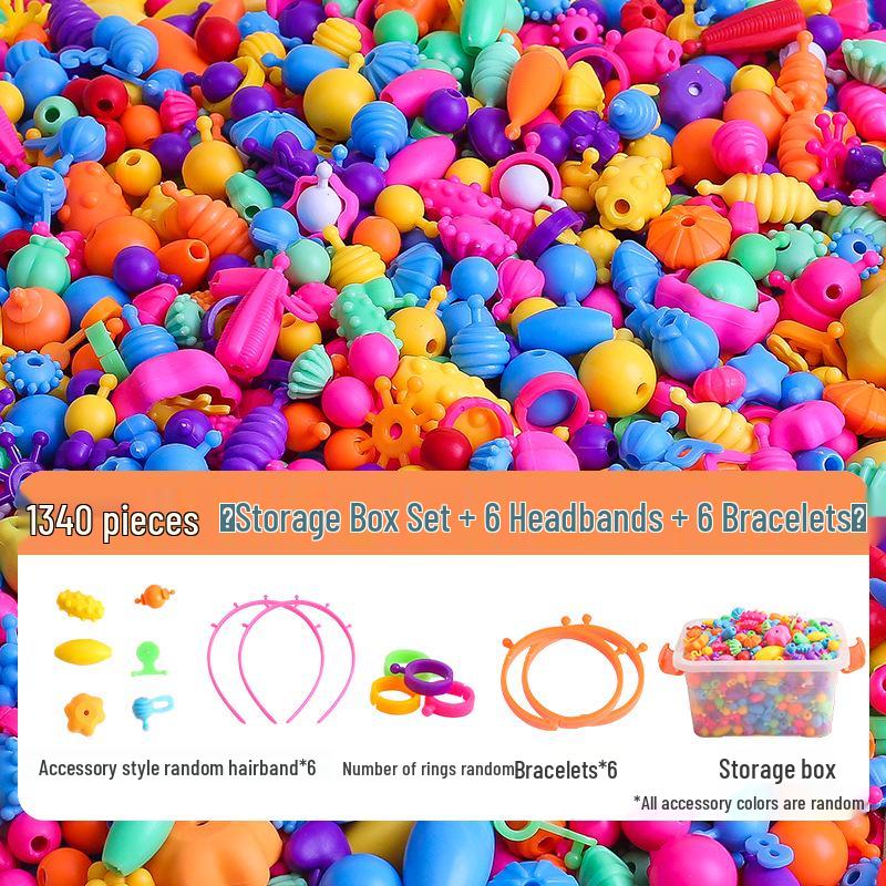Children's DIY Beading Kit: Cordless Pop Beads for Necklaces & Bracelets