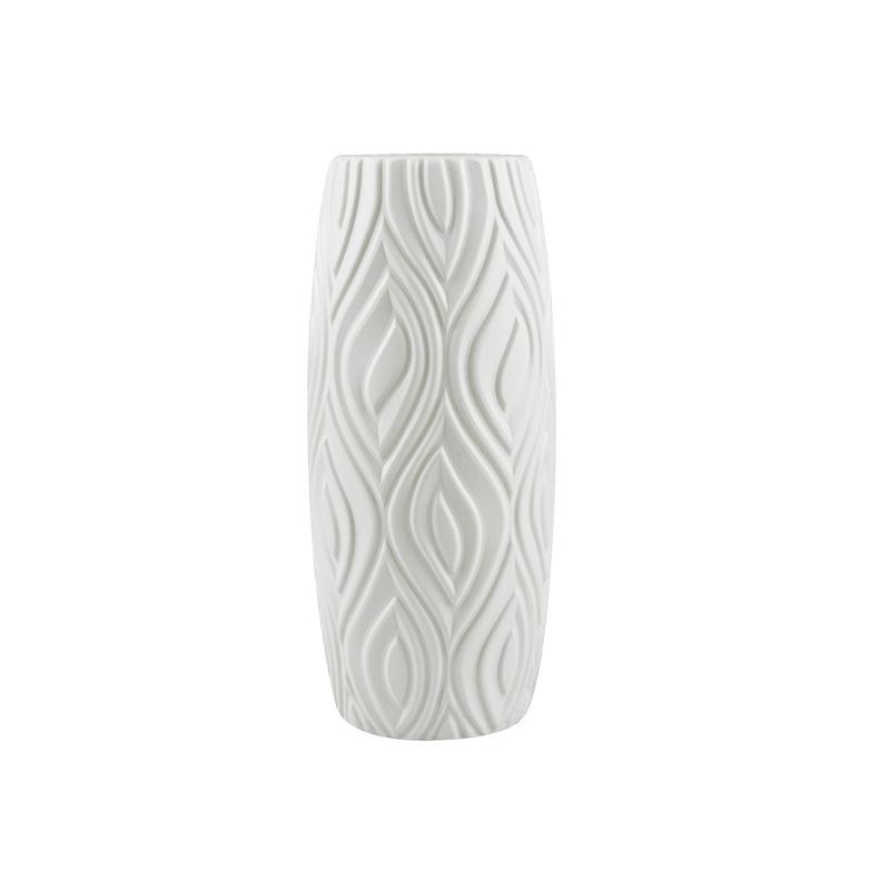 

Пластиковая ваза, ваза скандинавского цвета, креативное украшение из камелии, ваза для мокрых и сухих цветов, искусственная глазурь, устойчивая к падению и не разбивающаяся 8*23cm белый