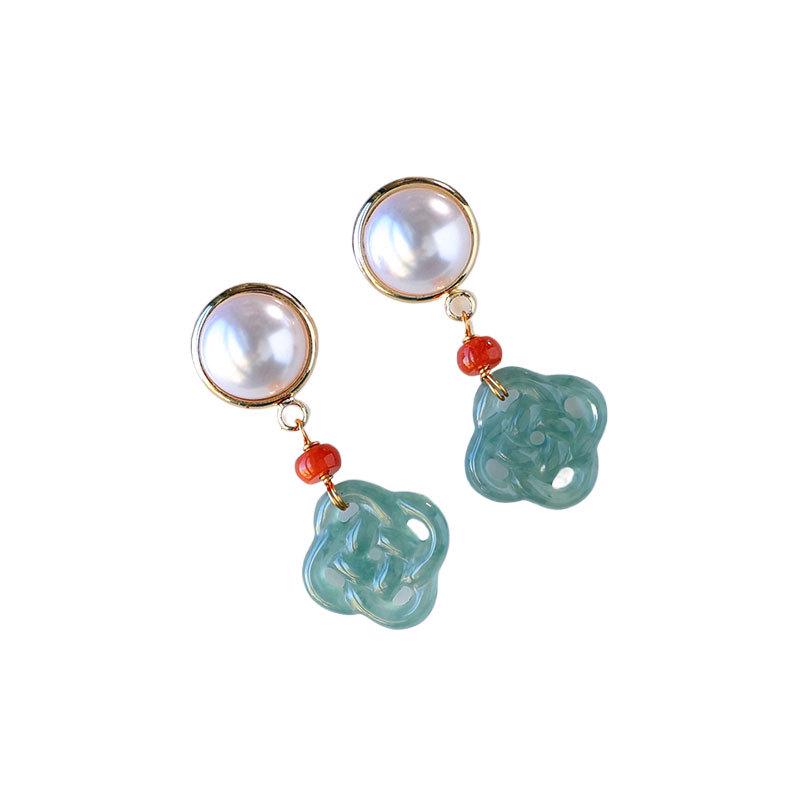 Natural Blue Water Jade High Ice Seed Earrings with Pearl: Exquisite Women s Jade Ear Ornaments