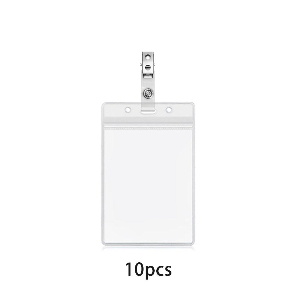10 Pieces Waterproof Plastic Card Holder Transparent Badge Name Tag Pre-punched Cardholder with Resealable Zip