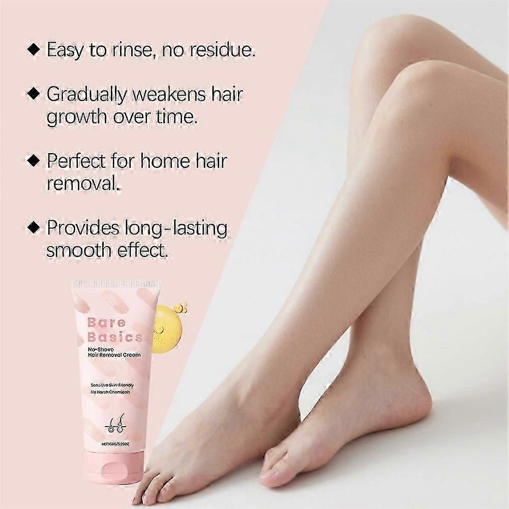 Bare Basics No Shave Hair Removal Cream for Sensitive Skin 150g Fast Gentle Depilatory for Soft Smooth Skin