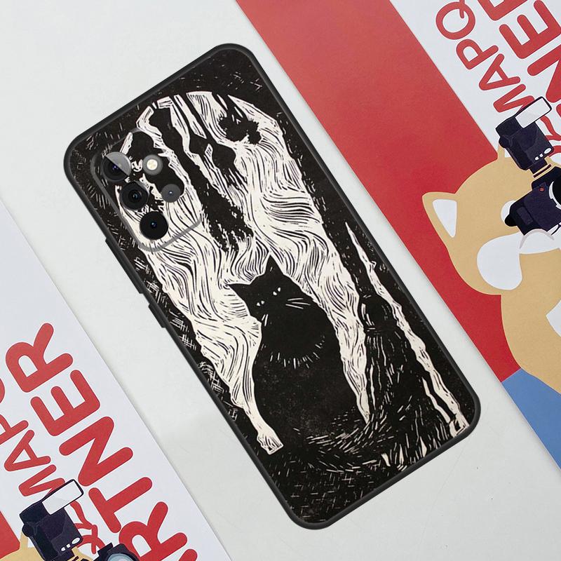 Witch Black Cat Case For Samsung Galaxy A36 A35 A55 A06 A16 A26 A56 A53 A32 A52 A33 A13 A14 A34 A54 A17 A15