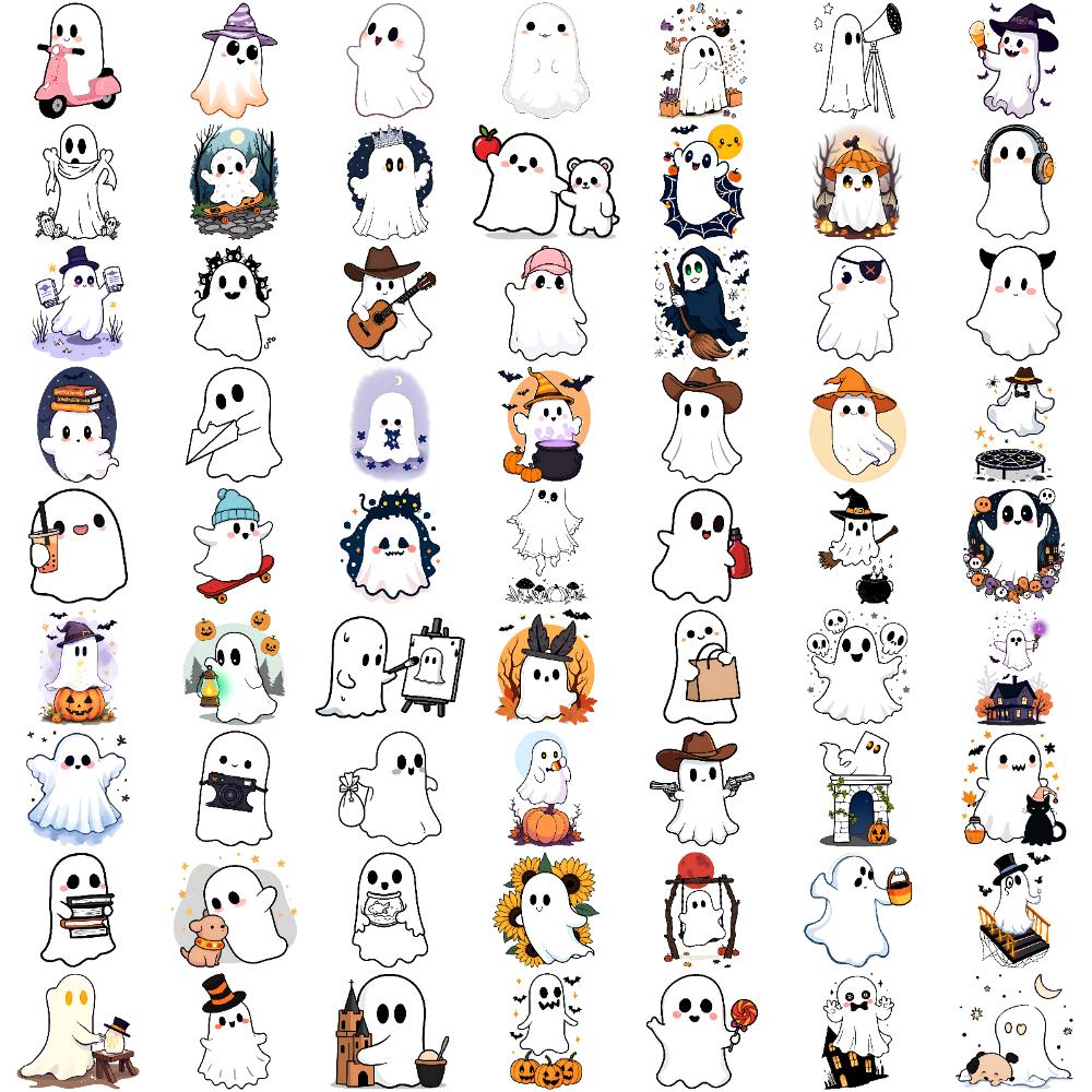 63pcs Temporary Tattoo Ghost Stickers Cartoon Halloween Stickers Waterproof Long-lasting Body Stickers For Boys Girls Arms