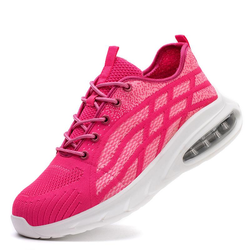 

big size women fashion steel toe covers work shoes breathable summer safety boots air cushion sneakers worker security footwear 265 красный