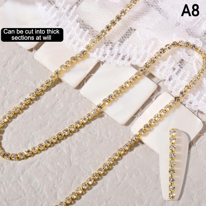 

Роскошные цепочки для ногтей длиной 25 см, шармы разных размеров, масштабируемые, блестящие, с бриллиантами, для маникюра, сделай сам as the picture