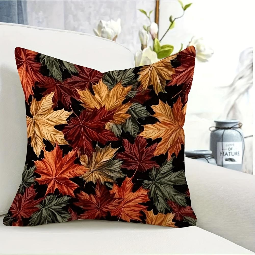 Autumn Leaf DoubleSided Decorative Pillowcase Vivid Red Orange Yellow Foliage Pattern Cushion Cover for Living Room 40X40CM