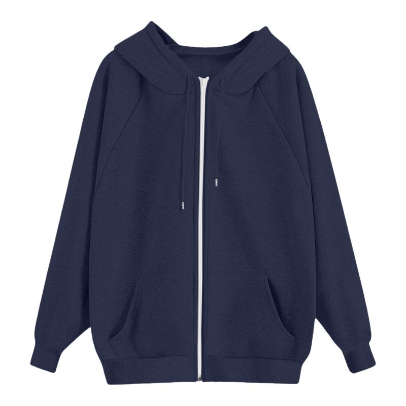 Women's Hooded Sweatshirts Autumn New Lazy Style Casual Loose Zipper Women's Sweatshirts Jackets Fashion Solid Color Streetwear Female Hooded Coats