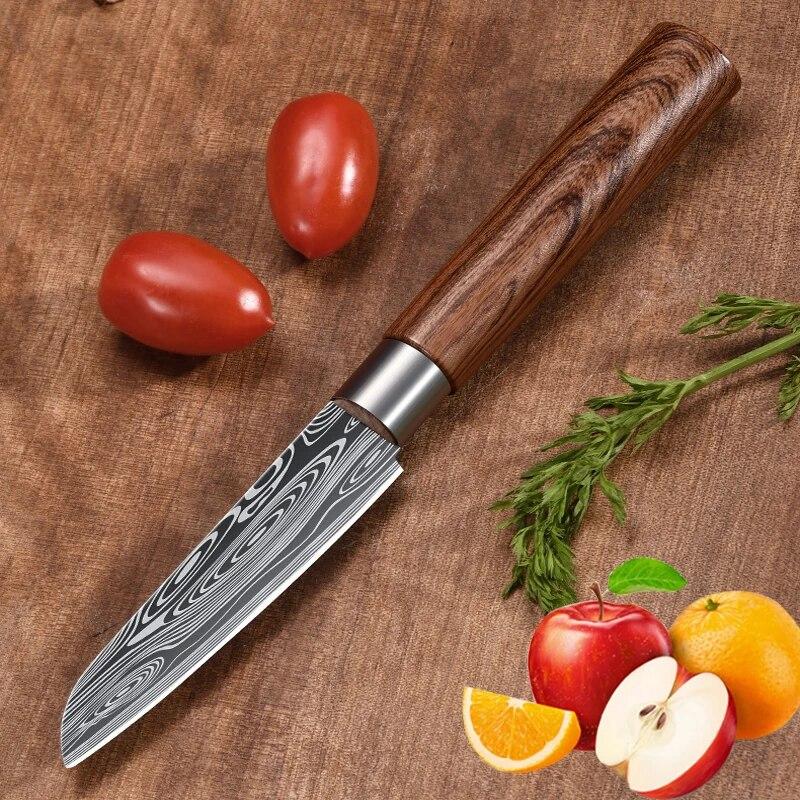 3.5inch Kitchen Knives Meat Cutter Fruit Paring Knife Househould Chef Knife Vegetable Fruit Slicing Knife Damascus Utility Knife