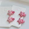 6 Pcs/Lot Cute Pink Star Hair Clip For Girls Plastic Hairpin Alloy Barrettes Pink BB Snap Clip Women Hair Accessories