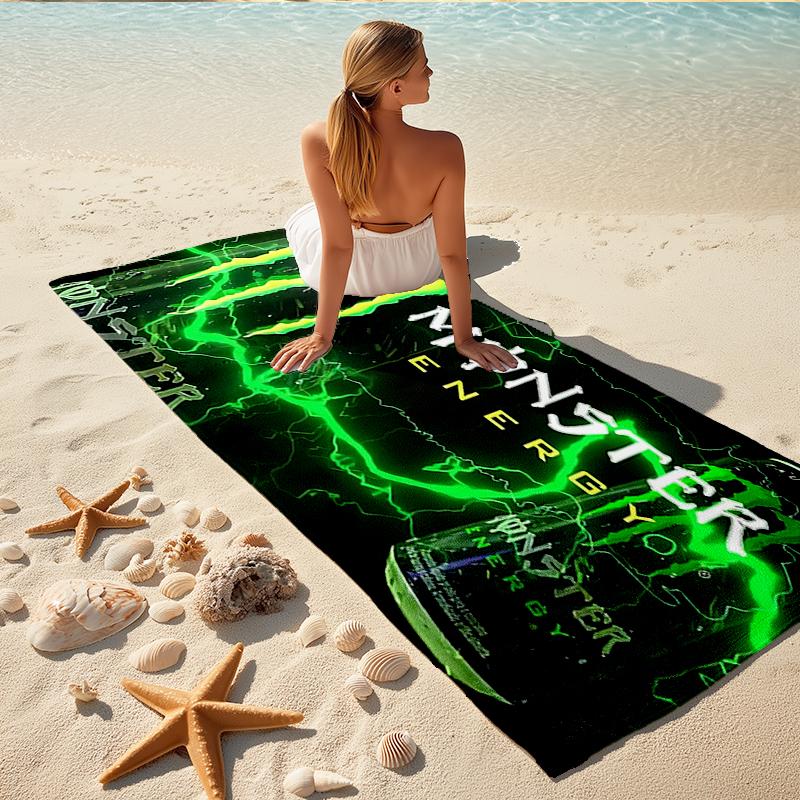 1Pc Monster Energy Logo Beach Towel Quick Dry Multiuse For Beach Pool Gym Yoga Home Travel Christmas Halloween Xmas Gift Q150