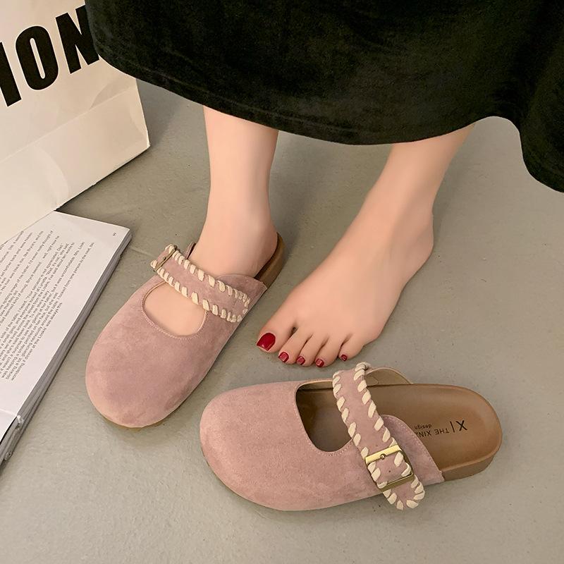 Thick-soled Toe Wrapped Half-slipper Women's Schabken Shoes One Foot Wearing Lazy Pregnant Women's Flip-flops