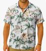 Summer Men's Beach Shirt Printed Hawaiian Short Sleeve Flower Shirt Boys