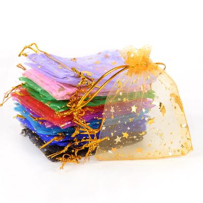 50 st Måne Stjärna Dragsko Organzapåsar Eid Mubarak Ramadan Godis Present Förpackningspåse Smyckespåse Bröllopsfest Dekorationstillbehör