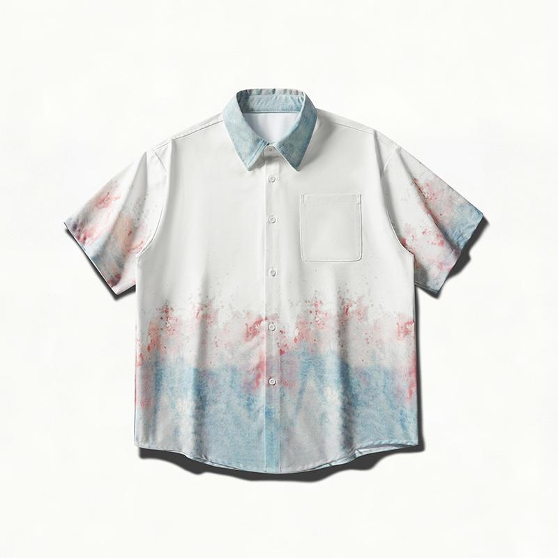 

Summer Short Sleeved Shirt Jacket Workwear Short Sleeved Men s Lapel Shirt XL червоний