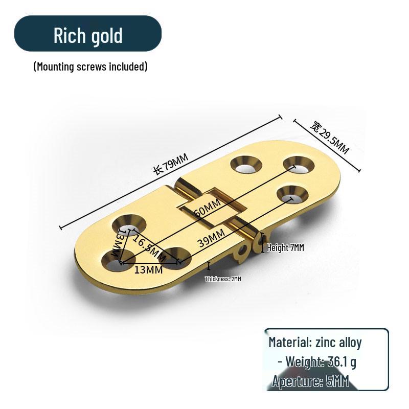 Zinc Alloy 180° Invisible Folding Table Hinge for Flip-Top Dining Tables