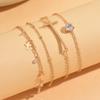 4PCS Layered Gold Cross Heart Rhinestone Anklet Set Adjustable Dainty Boho Summer Beach Foot Jewelry for Women