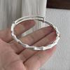 100% Solid 925 Sterling Silver Retro Bracelet for Women Men Vintage Handmade Bamboo Shape Patern Bracelet Birthday Gift