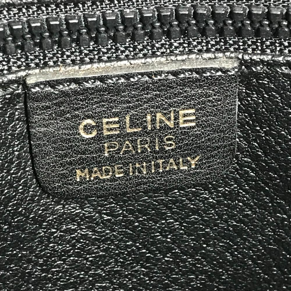 CELINE vintage logo Cluch Bag Bag Pouch Clutch bag Leather Black