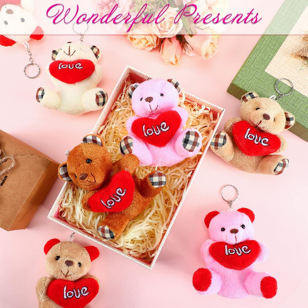 Valentines Stuffed Animal Bear Tiny Plush Adorable Heart Bears Stuffed Bears Bulk Designed for Valentine's Wedding Birth Date Celebration Favors