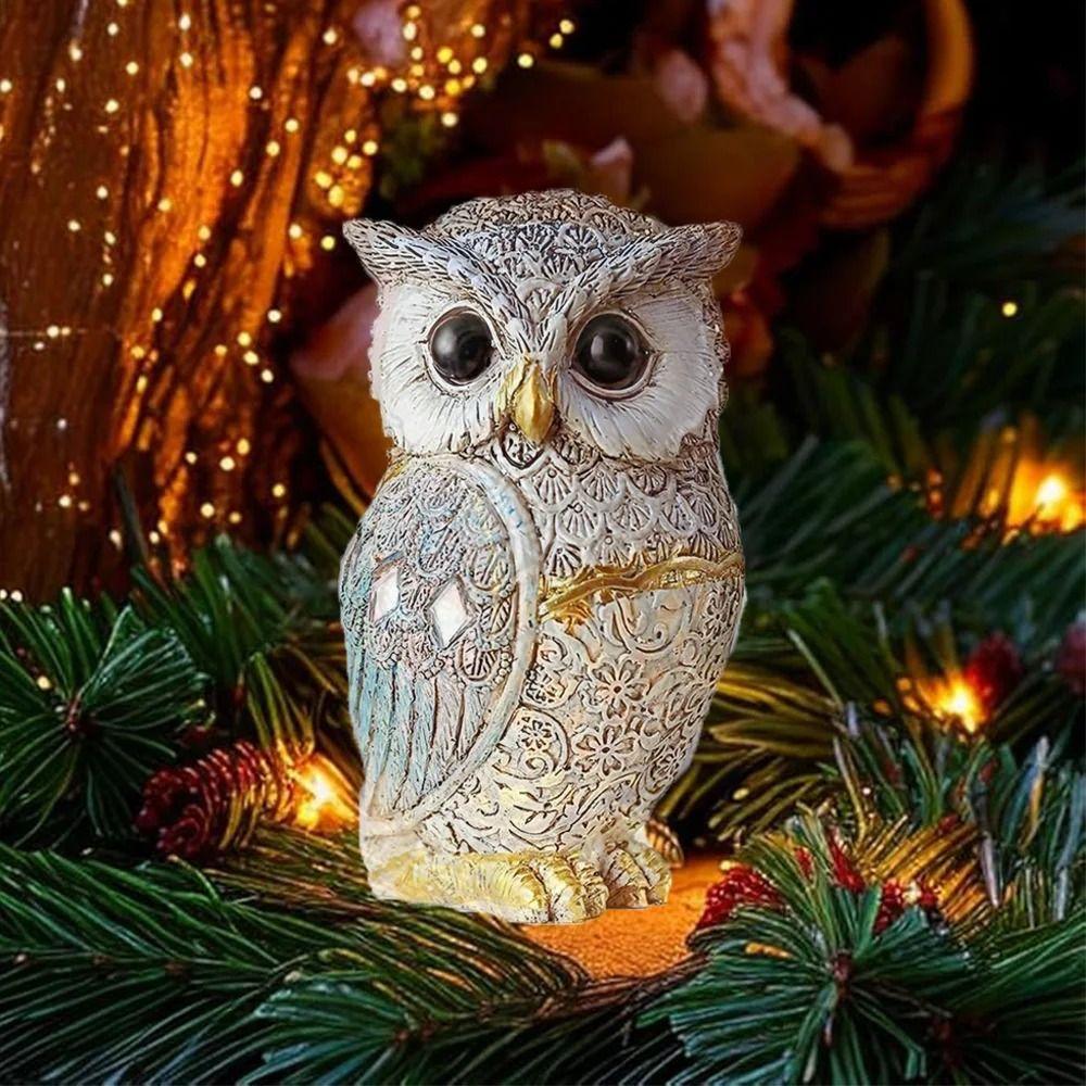 Cute Owl Statue Resin Desktop Ornament Creative Bird Miniature Figurine  Cabinet