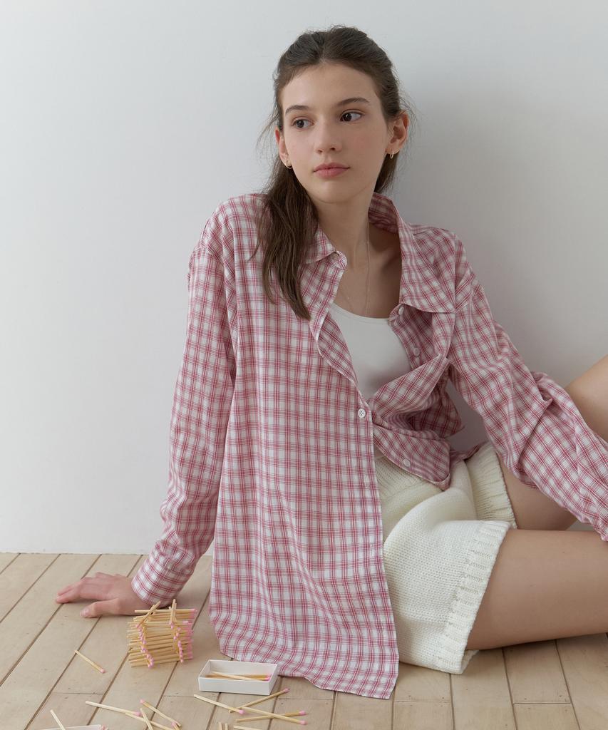 RE L Hove Overfit Shirt (M/Pink Check)