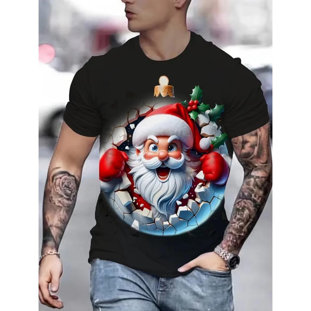 Summer Men's Fashionable Short Sleeved Casual Loose Comfortable Daily 3D Digital Color Printed Round Neck Top T-shirt