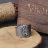 Viking Hel Ring Norse Mythology Stainless Steel Band with Runes Pagan Jewelry Gift in Wooden Box