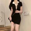 Korean Version of Polo Collar Short-sleeved Dress Women's 2026 Summer Slim and Thin Sexy Hot Girl Small Hip-wrapped Short Skirt