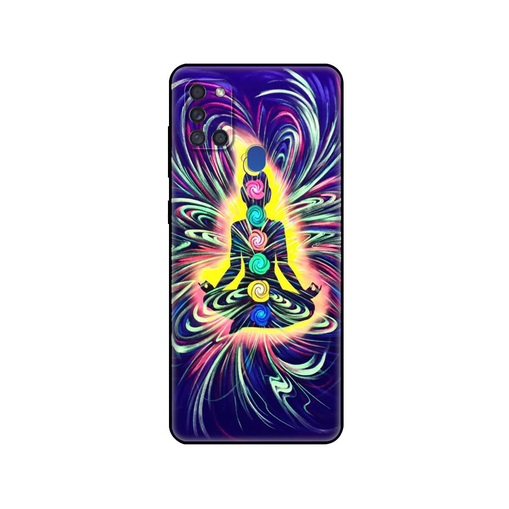 Black Tpu Case For Samsung Galaxy A50 50S A30S A10 A01 A11 A21S A31 A41 A51 A71 M21 M30S S10 LITE Mandala Chakra Insist Yoga