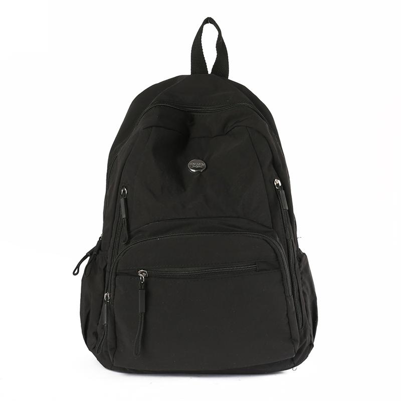 

Однотонный легкий рюкзак женский водонепроницаемый дорожный рюкзак для школьников младших классов чёрный