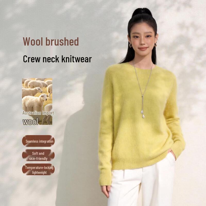 Women's Seamless Cashmere Wool Blend Crewneck Sweater