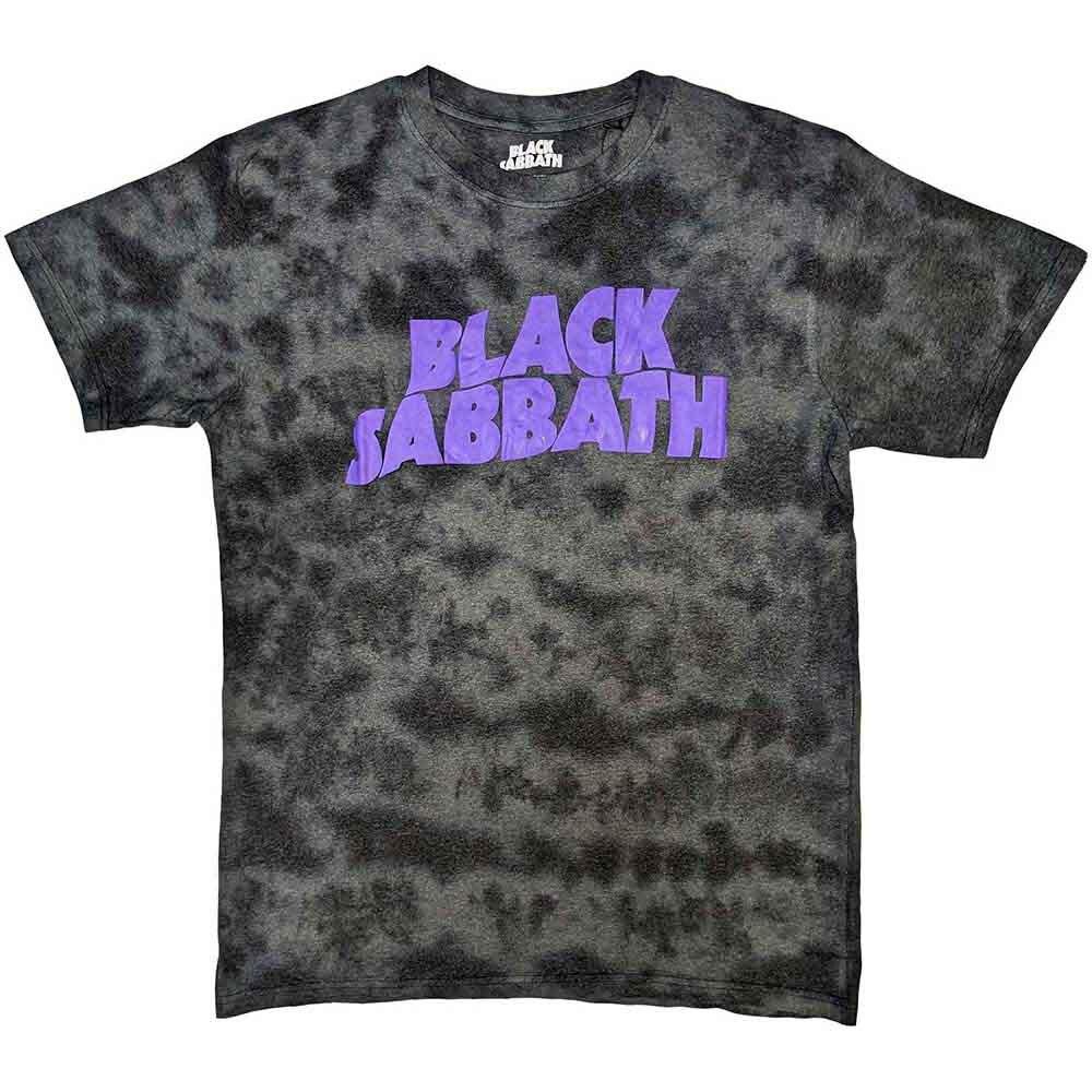 Black Sabbath  Wavy Logo  Black Dye Wash T shirt - NEW OFFICIAL Unisex T-Shirt M