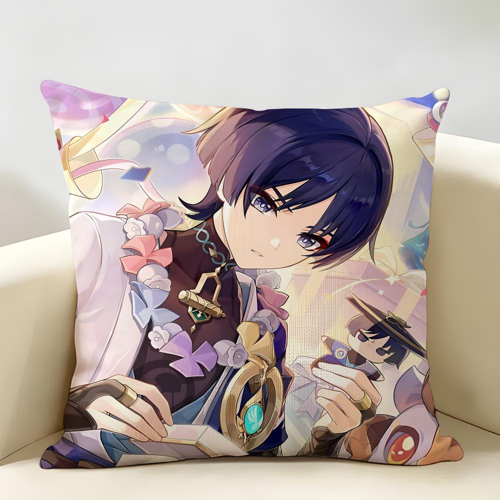 Wanderer Genshin Impact Cushion Cover Natural Linen Organic Fabric DoubleSided Printing Room Sofa Decor Pillow Case