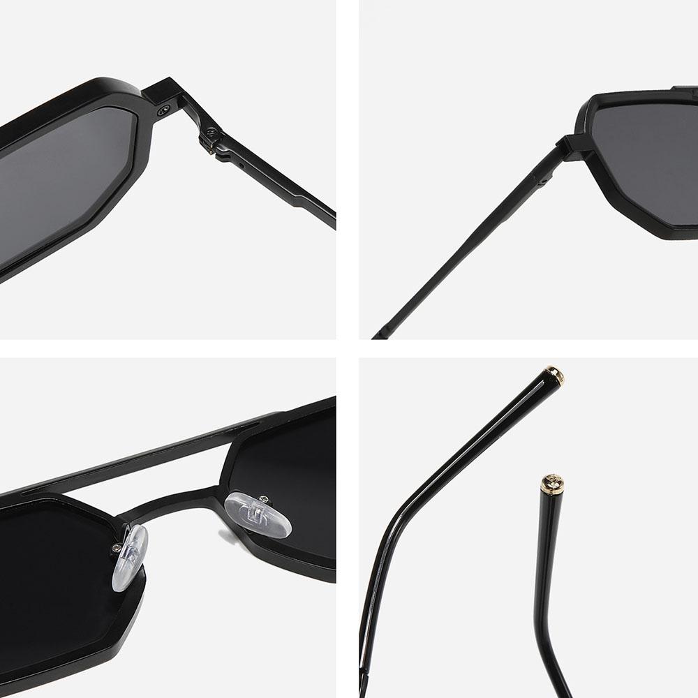 Fashion Metal Frame Polygonal Sunglasses Women Men Vintage Double-bridge Punk Sun Glasses Driving Goggles Retro UV400 Shades