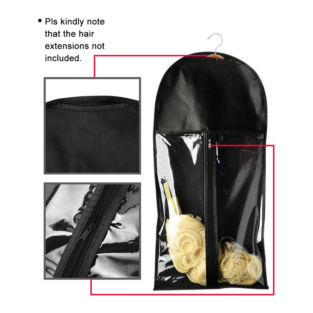 Hair Extensions Storage Bag With Metal Hanger Durable Carrier Case Zipper Design