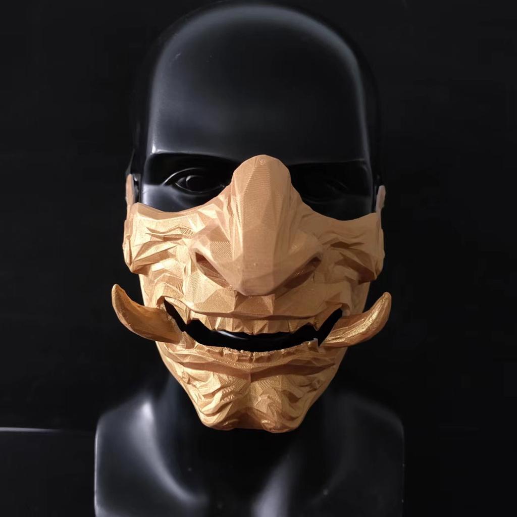 Prajna Mask Ghost at Tsushima Station Japanese Samurai Mask Japanese Style cosplay Golden surface Onmyoji Mask