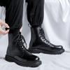 Martin boots men's spring and autumn British style thick-soled heightening boots black high-top tooling locomotive boots 6038-R