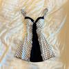 2025 White Polka Dot Camisole Dress for Women Layered Top Up Dress, Summer Belly Covering A-line Skirt